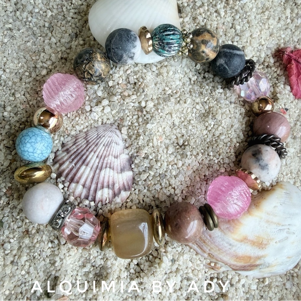 SPRING BASIC + PASTEL GEMSTONES CHUNKY BRACELET